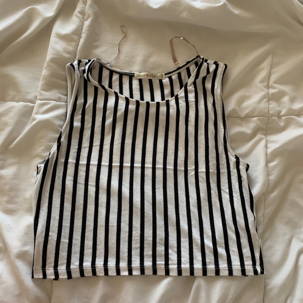 black and white striped tank top